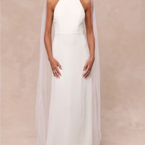 Lulu’s Extraordinary Moment White Pearl Neck Maxi Dress - Picture 4 of 4